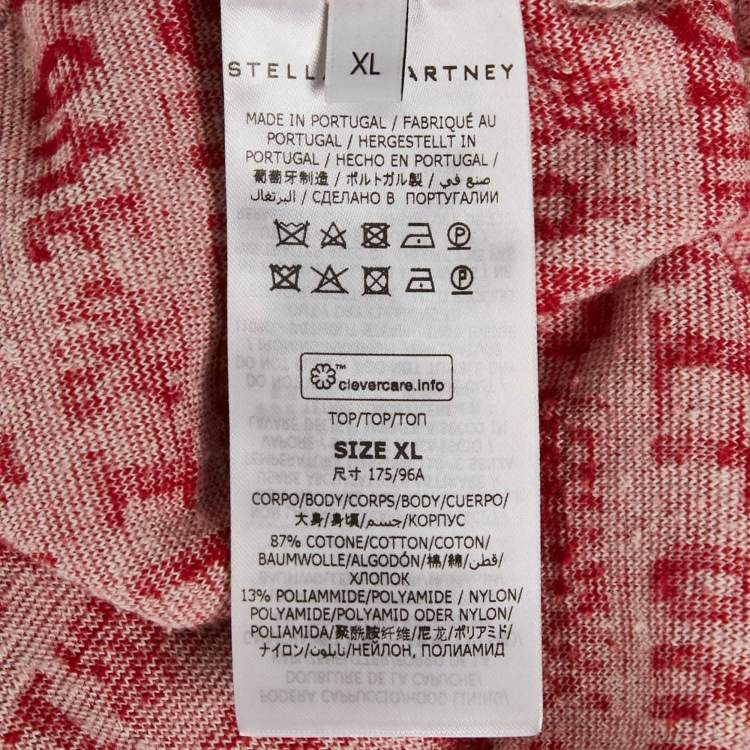 Pre Owned Stella McCartney Red I Love You Print Cotton Terry Poncho XL
