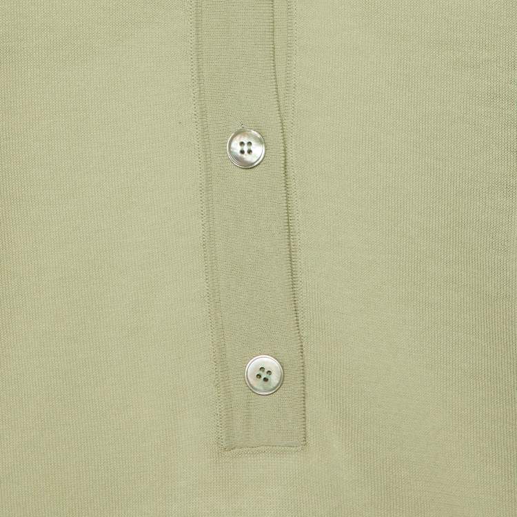 Pre Owned Stella McCartney Green Cotton Knit Polo Jumper S