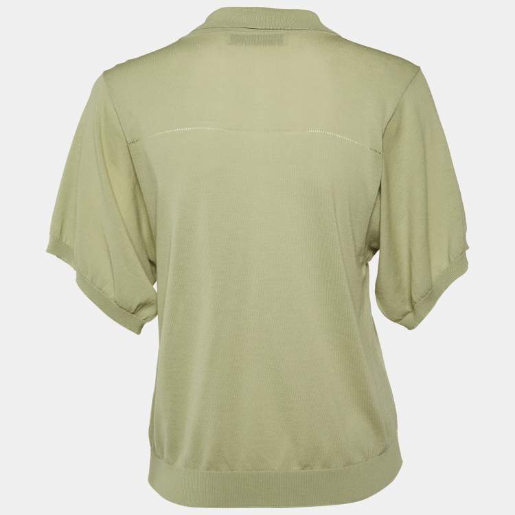 Pre Owned Stella McCartney Green Cotton Knit Polo Jumper S