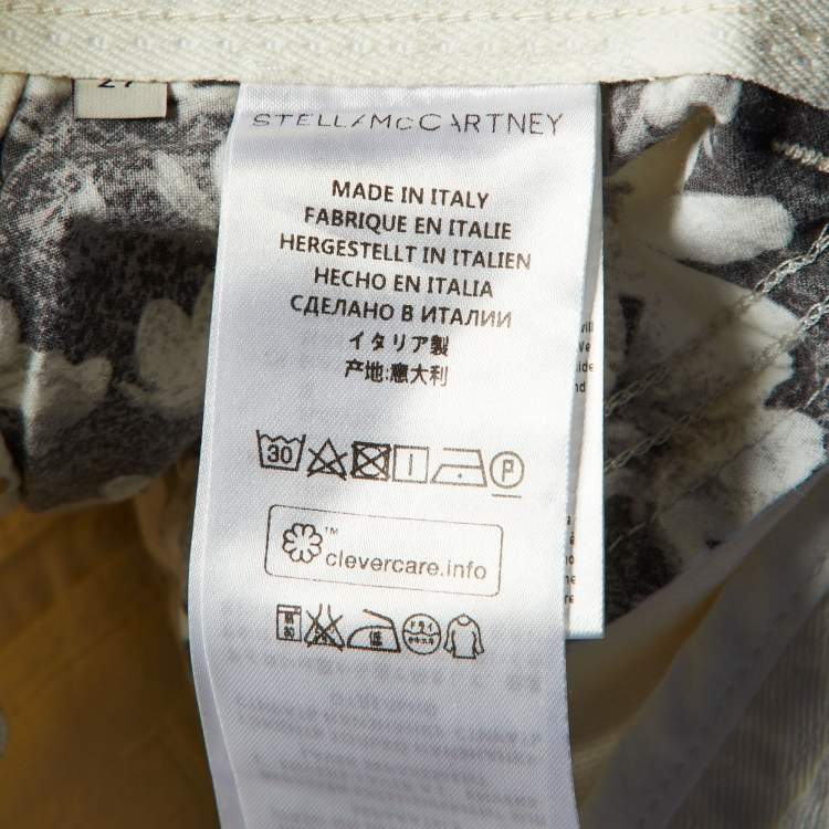Pre Owned Stella McCartney Ivory Star Embroidered Cotton Slim Fit Jeans M/Waist 32"