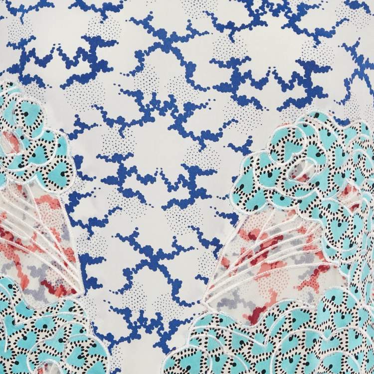 Pre Owned Stella McCartney White Printed & Embroidered Silk Jumper M 