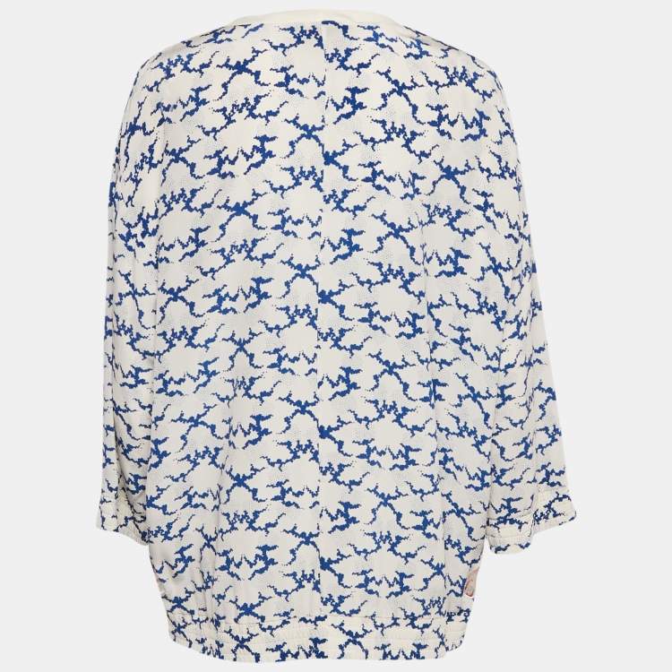 Pre Owned Stella McCartney White Printed & Embroidered Silk Jumper M 
