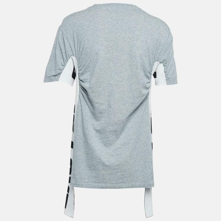 Pre Owned Stella McCartney Grey 'All Is Love' Cotton Ruched T-Shirt M 