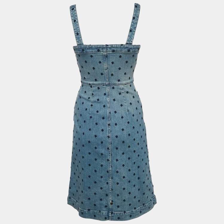 Pre Owned Stella McCartney Blue Embroidered Button Front Short Dress XS