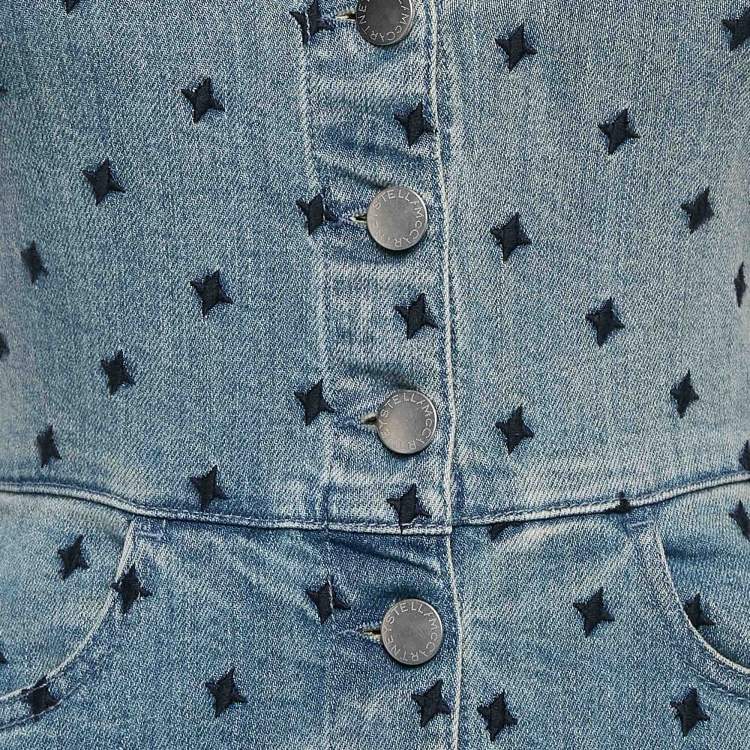 Pre Owned Stella McCartney Blue Embroidered Button Front Short Dress XS