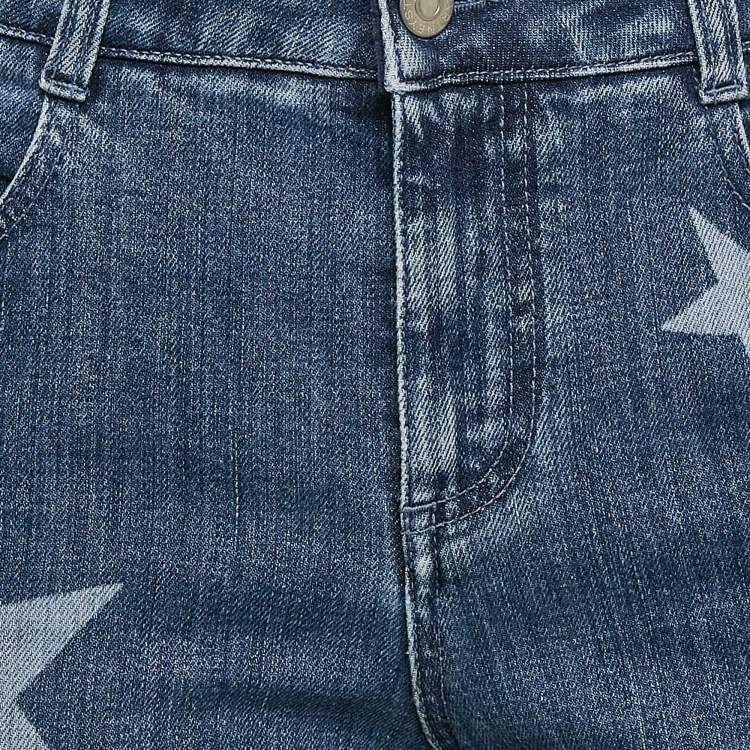 Pre Owned Stella McCartney Blue Washed Star Print Denim Jeans M Waist 28"