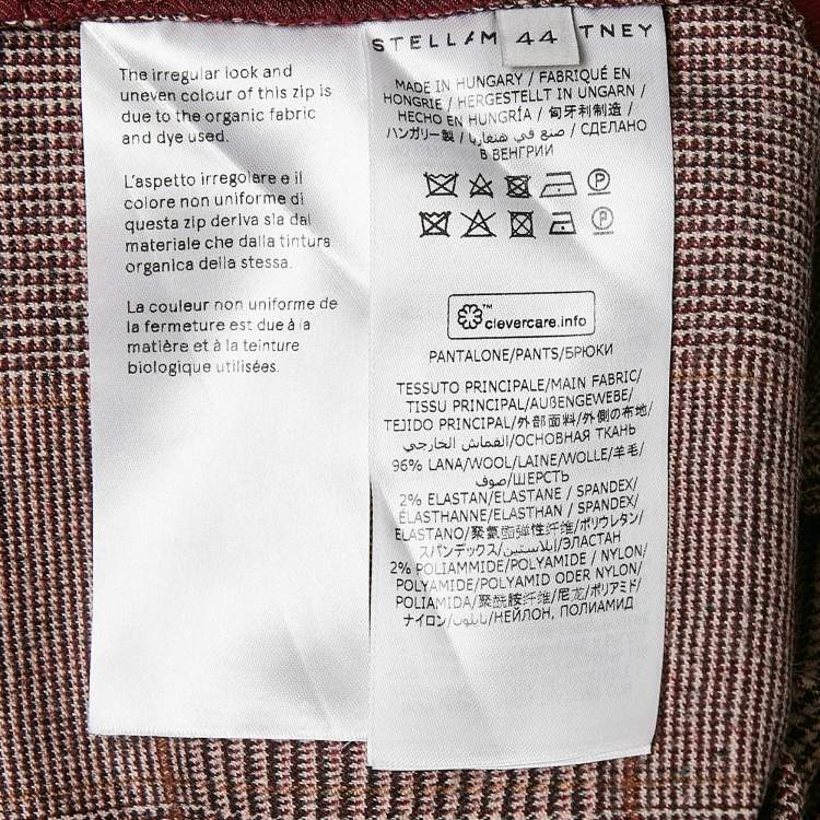 Pre Owned Stella McCartney Pink Houndstooth Wool Cropped Pants M