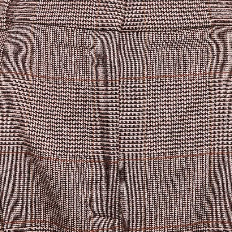 Pre Owned Stella McCartney Pink Houndstooth Wool Cropped Pants M