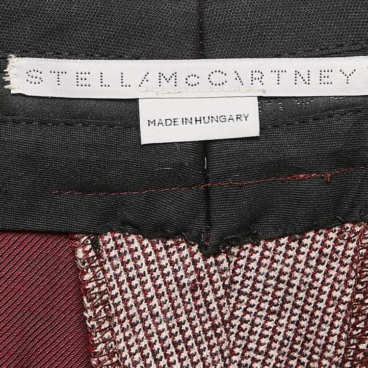 Pre Owned Stella McCartney Pink Houndstooth Wool Cropped Pants M