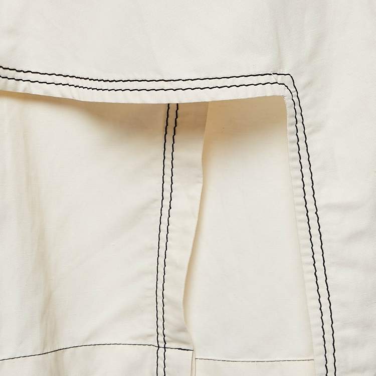 Pre Owned Stella McCartney Off-White Cotton Blend Flounce Knee-Length Skirt S