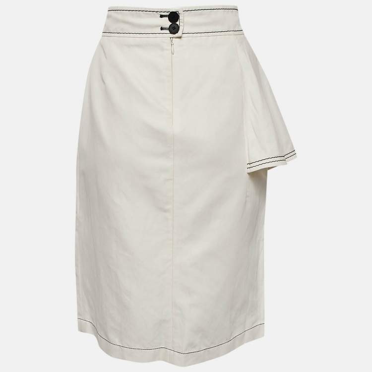Pre Owned Stella McCartney Off-White Cotton Blend Flounce Knee-Length Skirt S