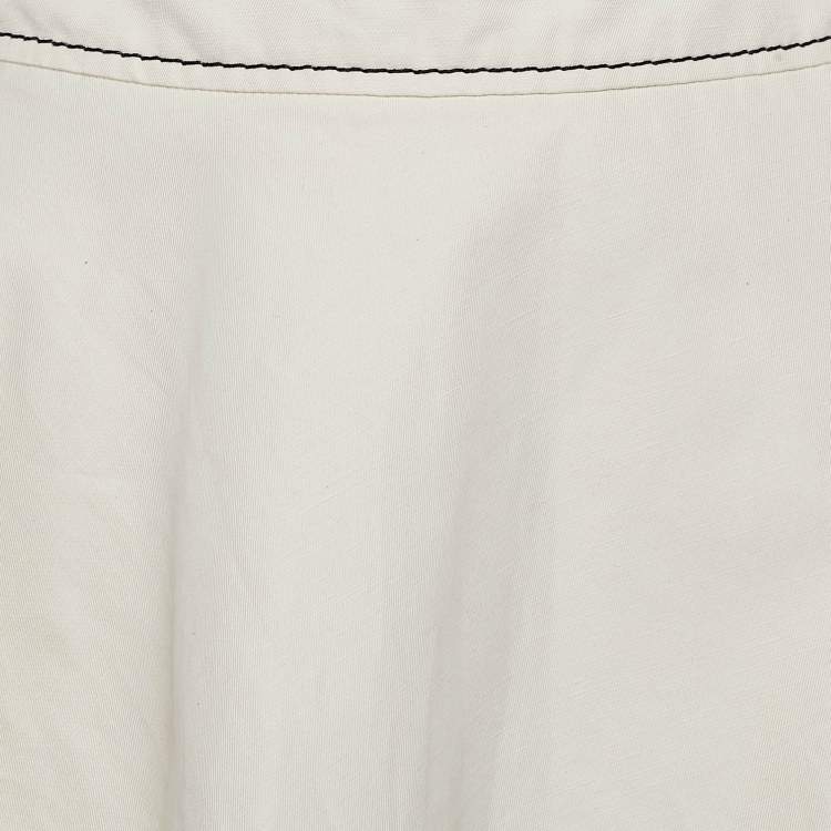 Pre Owned Stella McCartney Off-White Cotton Blend Flounce Knee-Length Skirt S