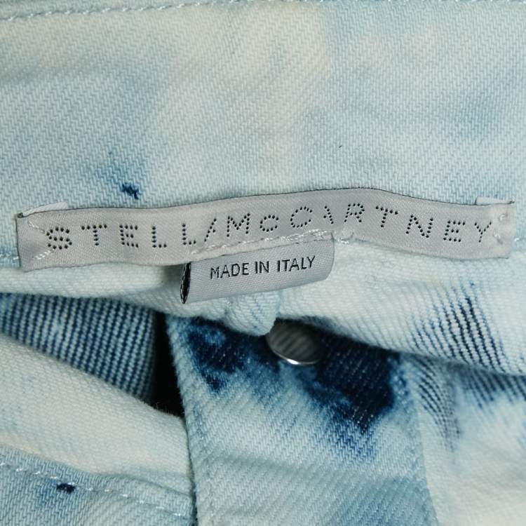 Pre Owned Stella McCartney Blue Tie-Dye Denim Button Front Short Dress S