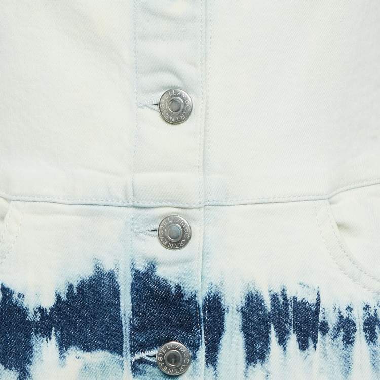 Pre Owned Stella McCartney Blue Tie-Dye Denim Button Front Short Dress S