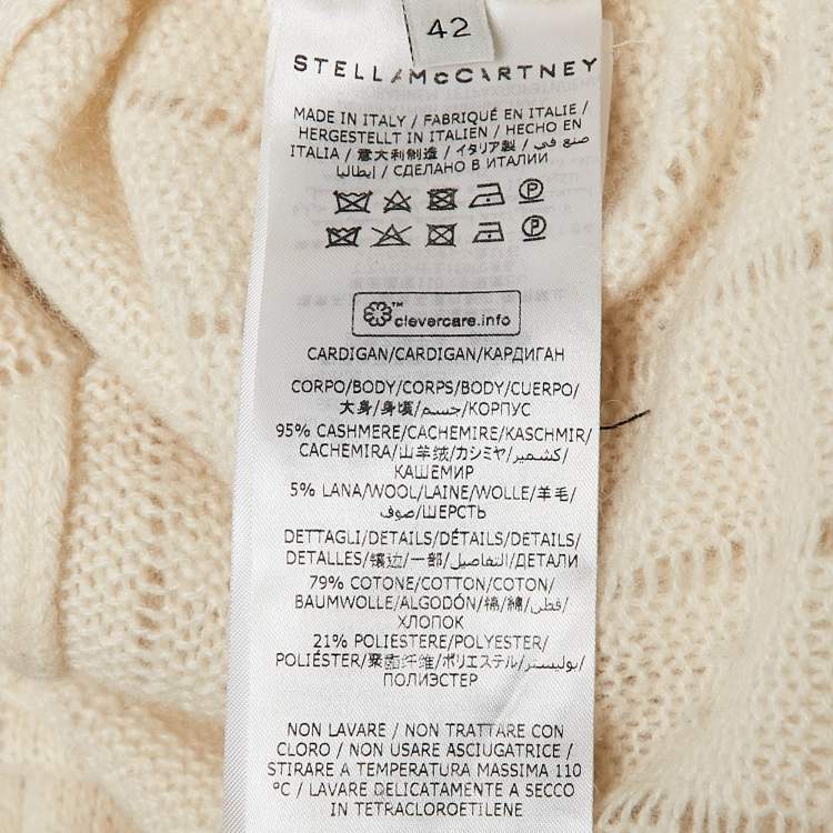 Pre Owned Stella McCartney Cream Cashmere Lace Detail Button Front Cardigan M