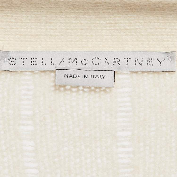 Pre Owned Stella McCartney Cream Cashmere Lace Detail Button Front Cardigan M
