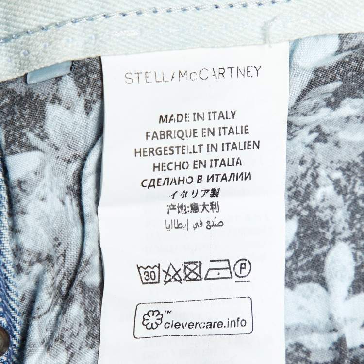 Pre Owned Stella McCartney Blue Star Print Denim Slim Fit Jeans M/Waist 34"