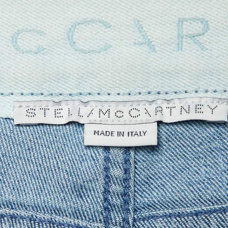 Pre Owned Stella McCartney Blue Star Print Denim Slim Fit Jeans M/Waist 34"