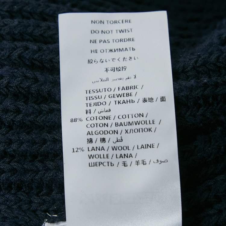 Pre Owned Stella McCartney Navy Blue Cotton Blend Scallop Detail Sweater S