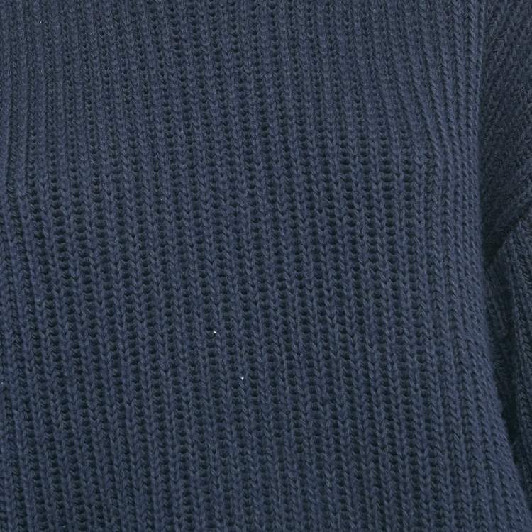 Pre Owned Stella McCartney Navy Blue Cotton Blend Scallop Detail Sweater S