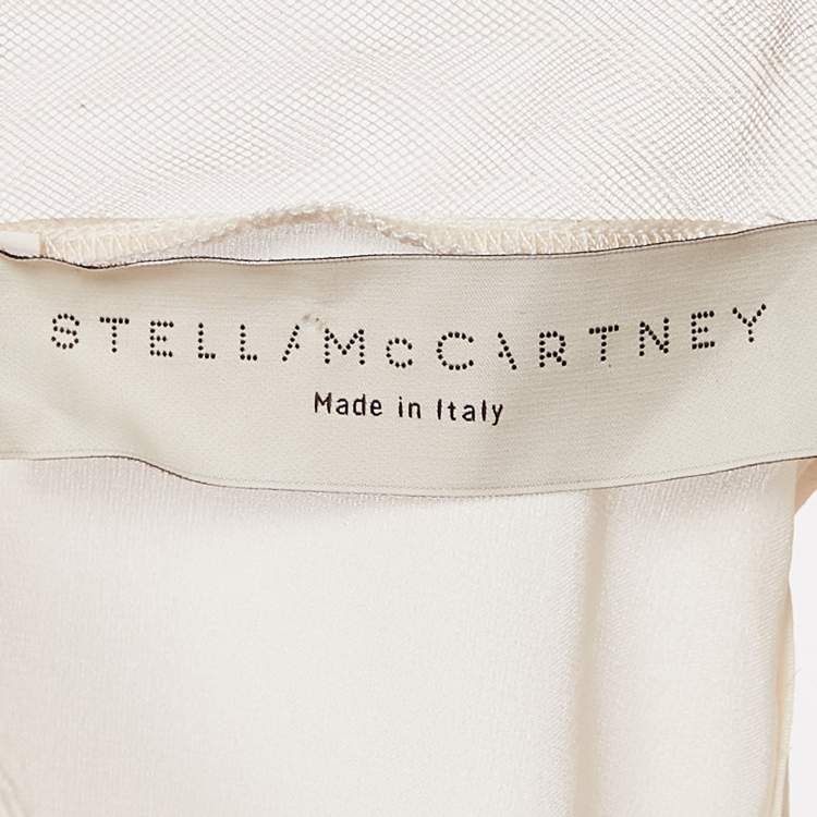 Pre Owned Stella McCartney Cream Embellished Neck Silk Sleeveless Top M