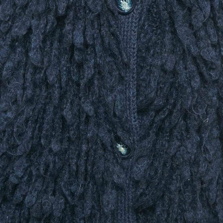 Pre Owned Stella McCartney Navy Blue Wool Fringed Sleeveless Cardigan S