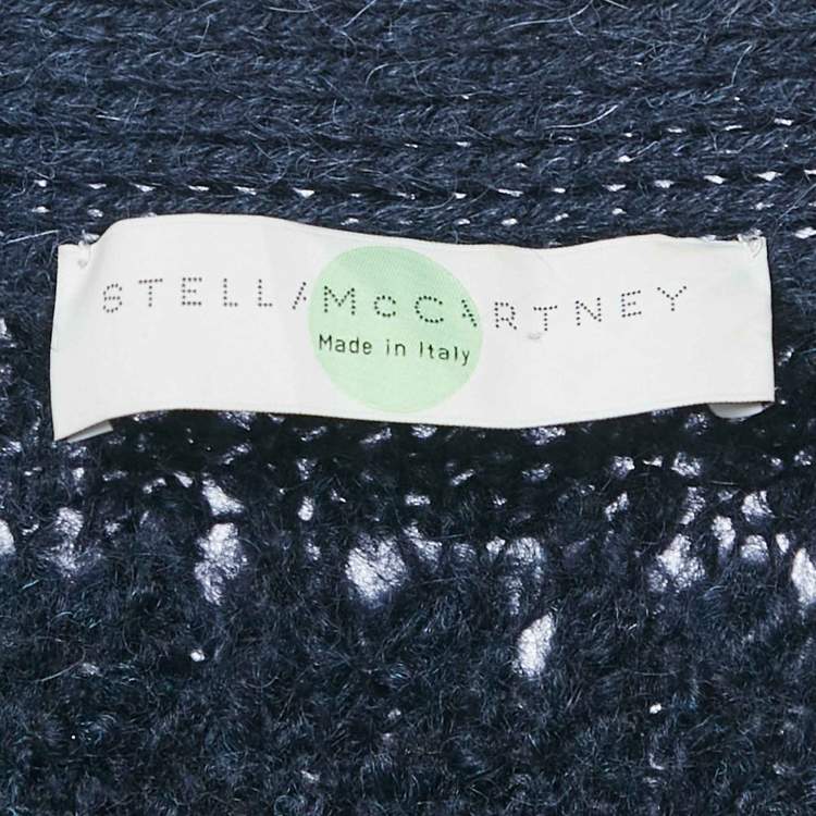 Pre Owned Stella McCartney Navy Blue Wool Fringed Sleeveless Cardigan S