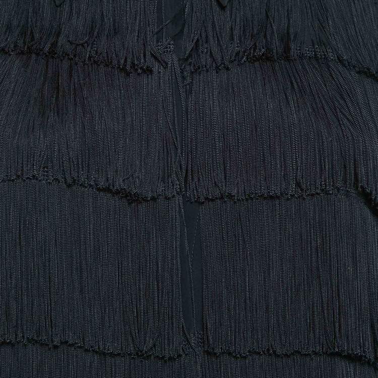 Pre Owned Stella McCartney Black Tasseled Chiffon Shirt L