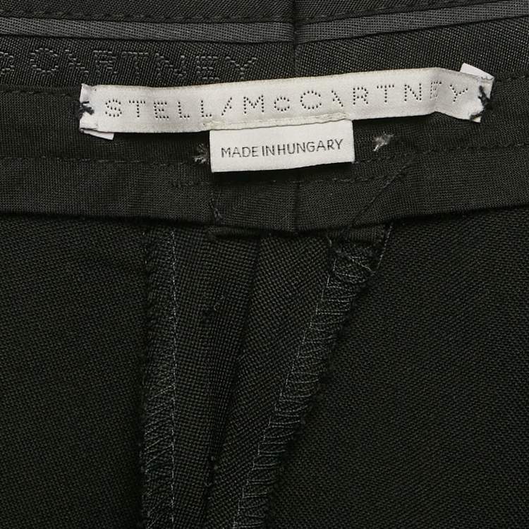 Pre Owned Stella McCartney Black Wool Fringed Detail Flared Trousers M
