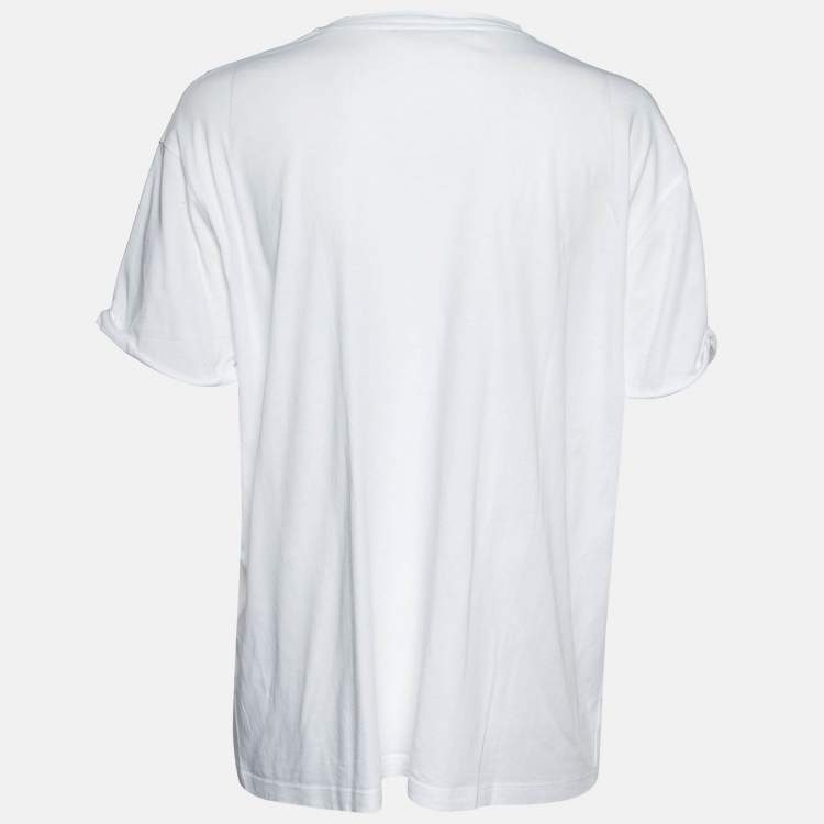 Pre Owned Stella McCartney White Cotton Star Embroidered Crew Neck T-Shirt M