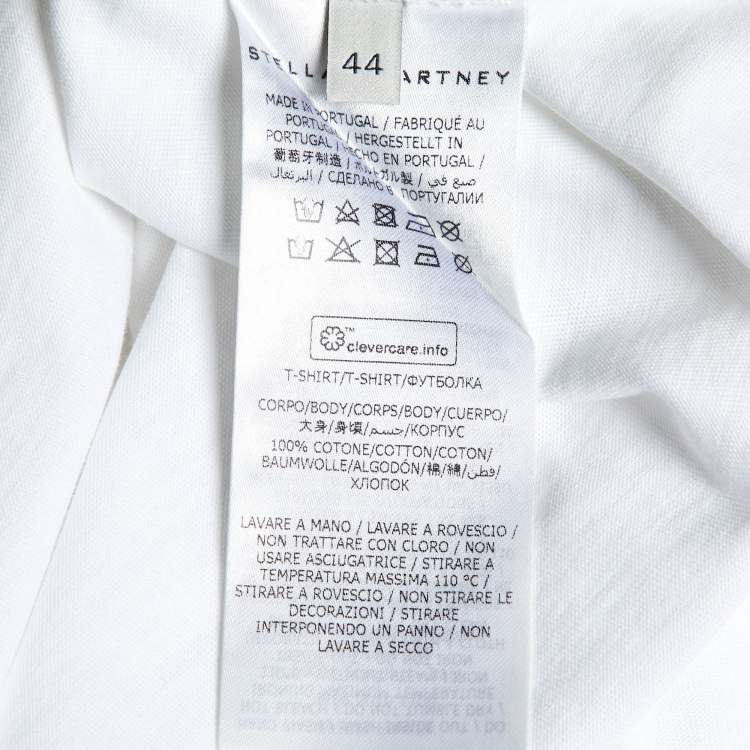 Pre Owned Stella McCartney White Cotton Logo Embossed Crew Neck T-Shirt M