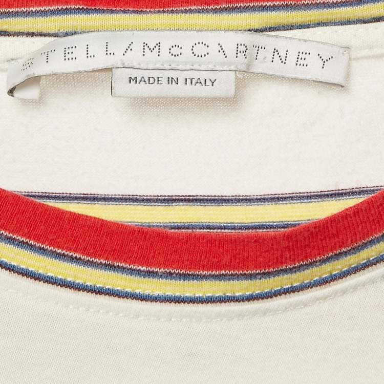 Pre Owned Stella McCartney Multicolor Striped Print Crew Neck T-Shirt M