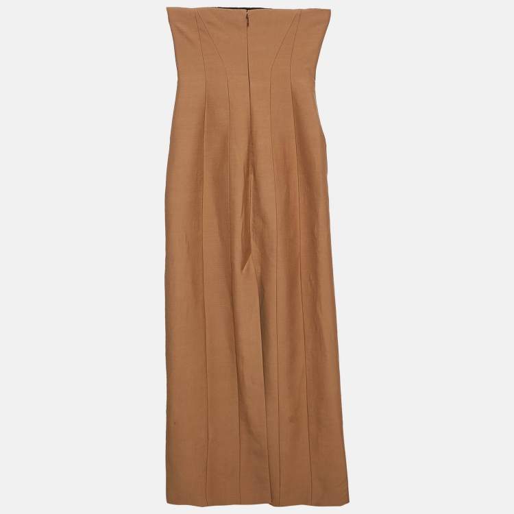 Pre Owned Stella McCartney Brown Strapless Bustier Gown S