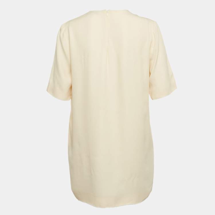 Pre Owned Stella McCartney Cream Embroidered Crepe Mini Dress S