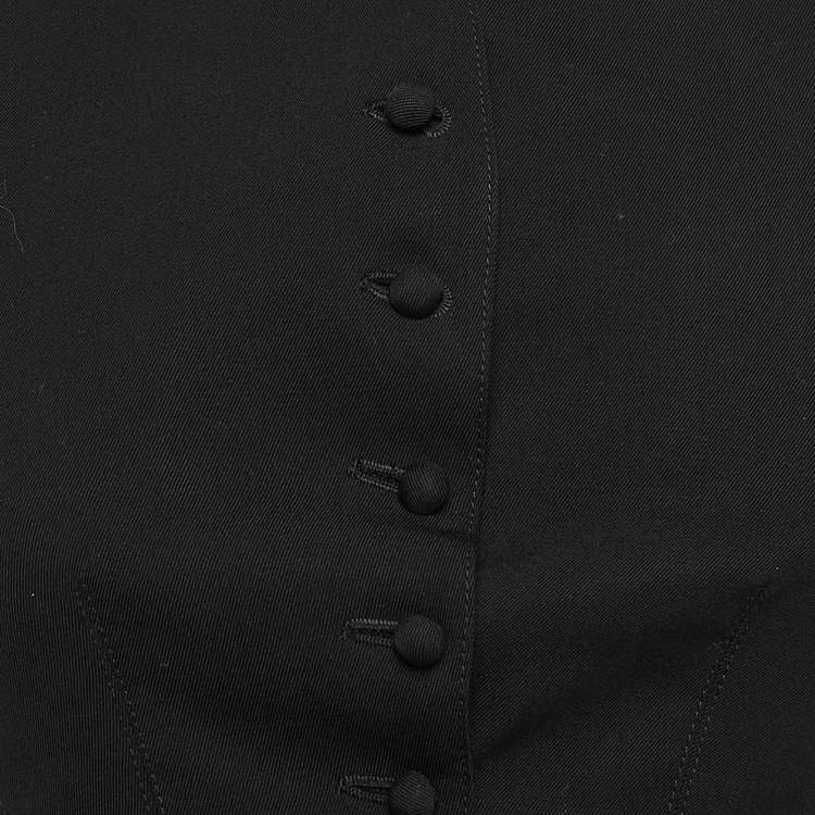 مملوكة مسبقًا Stella McCartney Black Gabardine Microtails Crop Wool Jacket M