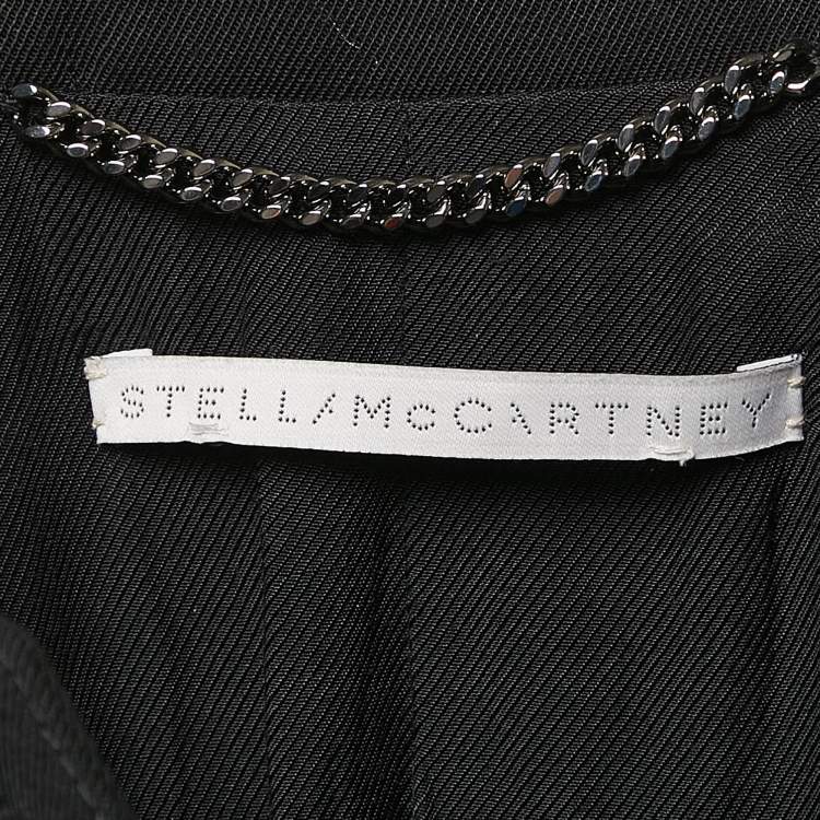 مملوكة مسبقًا Stella McCartney Black Gabardine Microtails Crop Wool Jacket M
