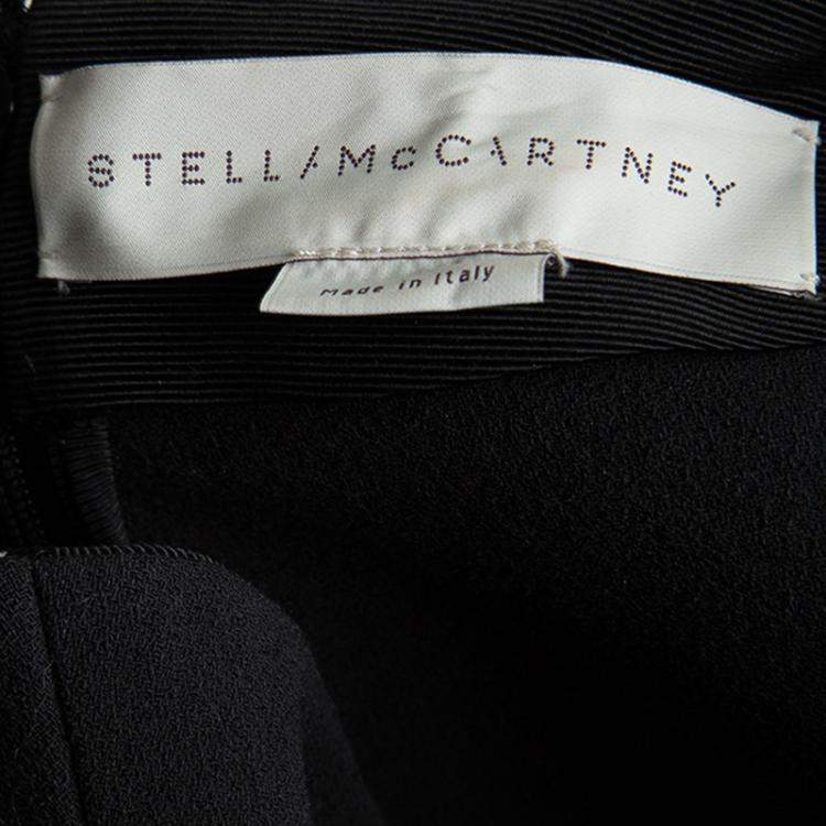 Pre Owned Stella McCartney Black Floral Embossed Jacquard V-Neck Long Sleeve Dress S