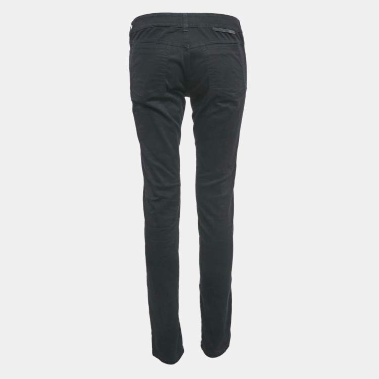 Pre Owned Stella McCartney Black/Blue Denim and Velvet Jeans M Waist 28"