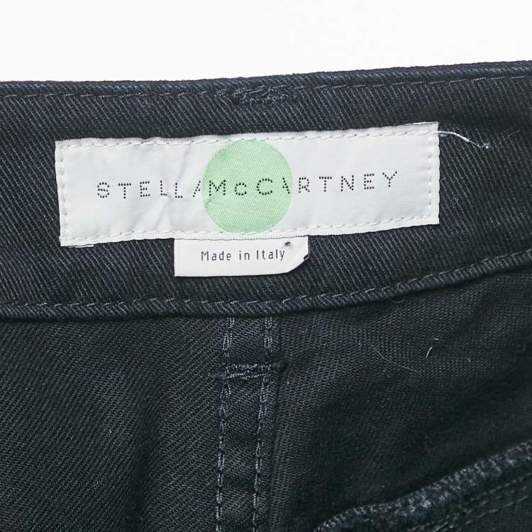 Pre Owned Stella McCartney Black/Blue Denim and Velvet Jeans M Waist 28"