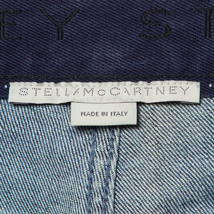 Pre Owned Stella McCartney Blue Denim Logo Tape Detail Jeans S/Waist 31"