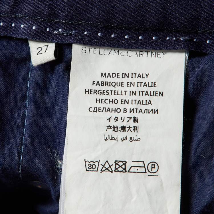 Pre Owned Stella McCartney Blue Denim Logo Tape Detail Jeans S/Waist 31"