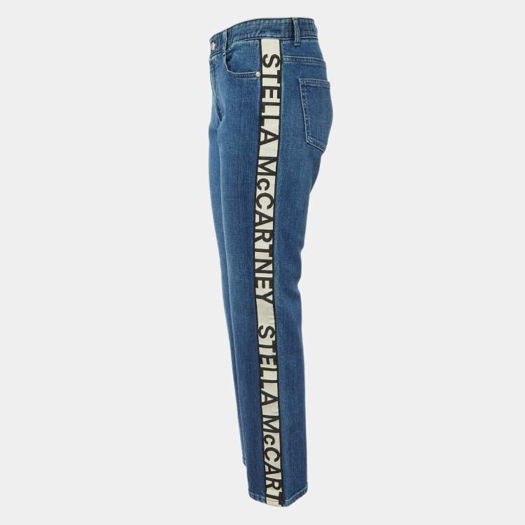 Pre Owned Stella McCartney Blue Denim Logo Tape Detail Jeans S/Waist 31"