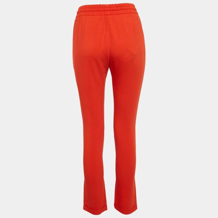 Pre Owned Stella McCartney Orange Crepe Drawstring Trousers XS