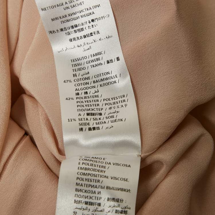 Pre Owned Stella McCartney Peachy Pink Laycie Floral Embroidery Cotton Blend Mini Dress M