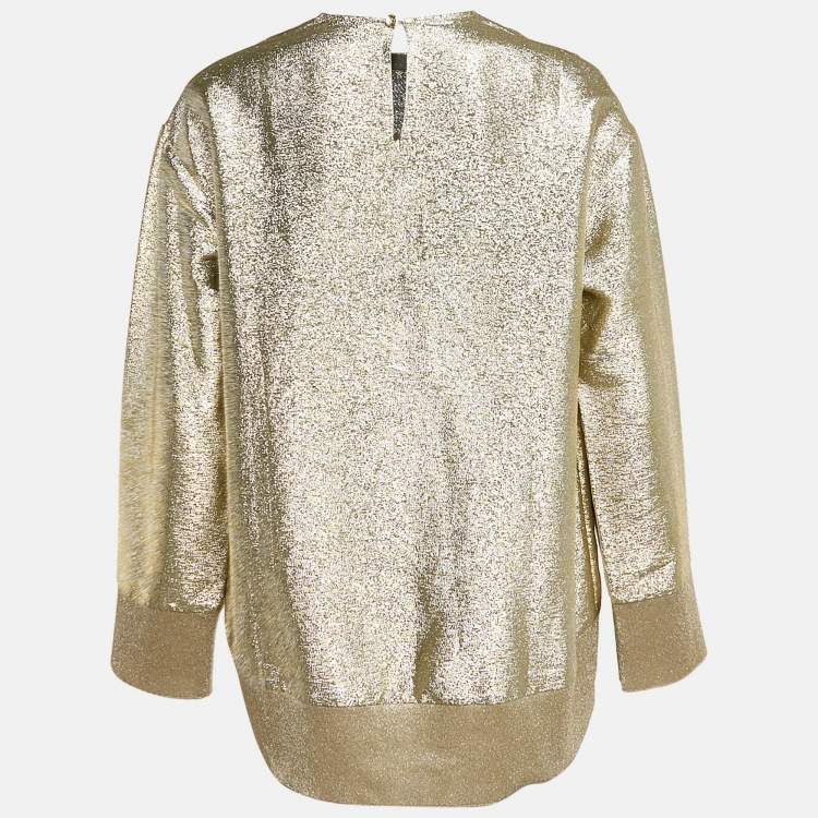 Pre Owned Stella McCartney Metallized Lurex Knit Loose Fit Pullover S