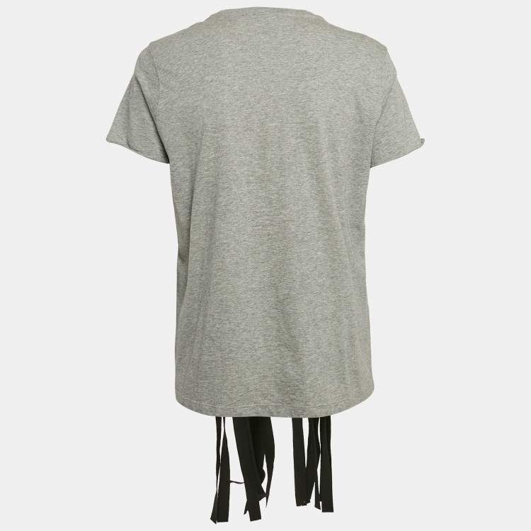 Pre Owned Stella McCartney Grey Star Fringed Jersey T-Shirt S