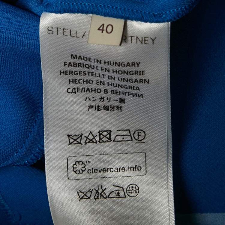 Pre Owned Stella McCartney Blue Stretch Crepe Asymmetric Mini Dress S