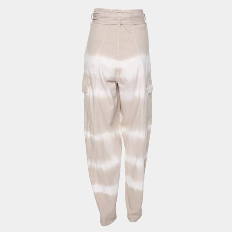 Pre Owned Stella McCartney Beige/White Cotton Bamboo Safari Tie Dye Pant S