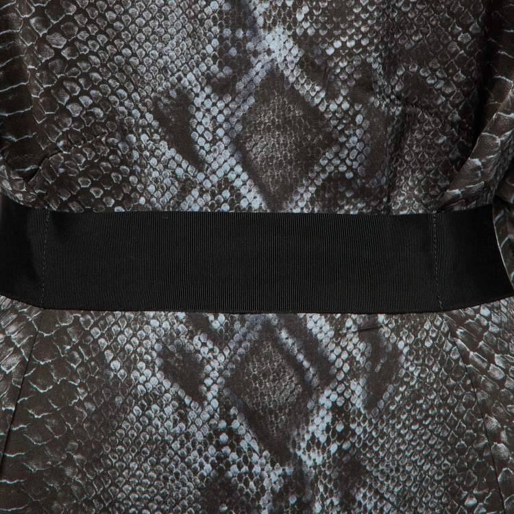 Pre Owned Stella McCartney Grey Snake Print Silk Satin Mini Dress M