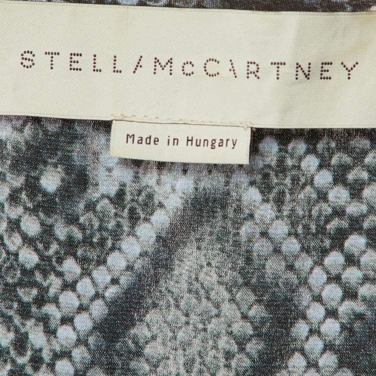 Pre Owned Stella McCartney Grey Snake Print Silk Satin Mini Dress M